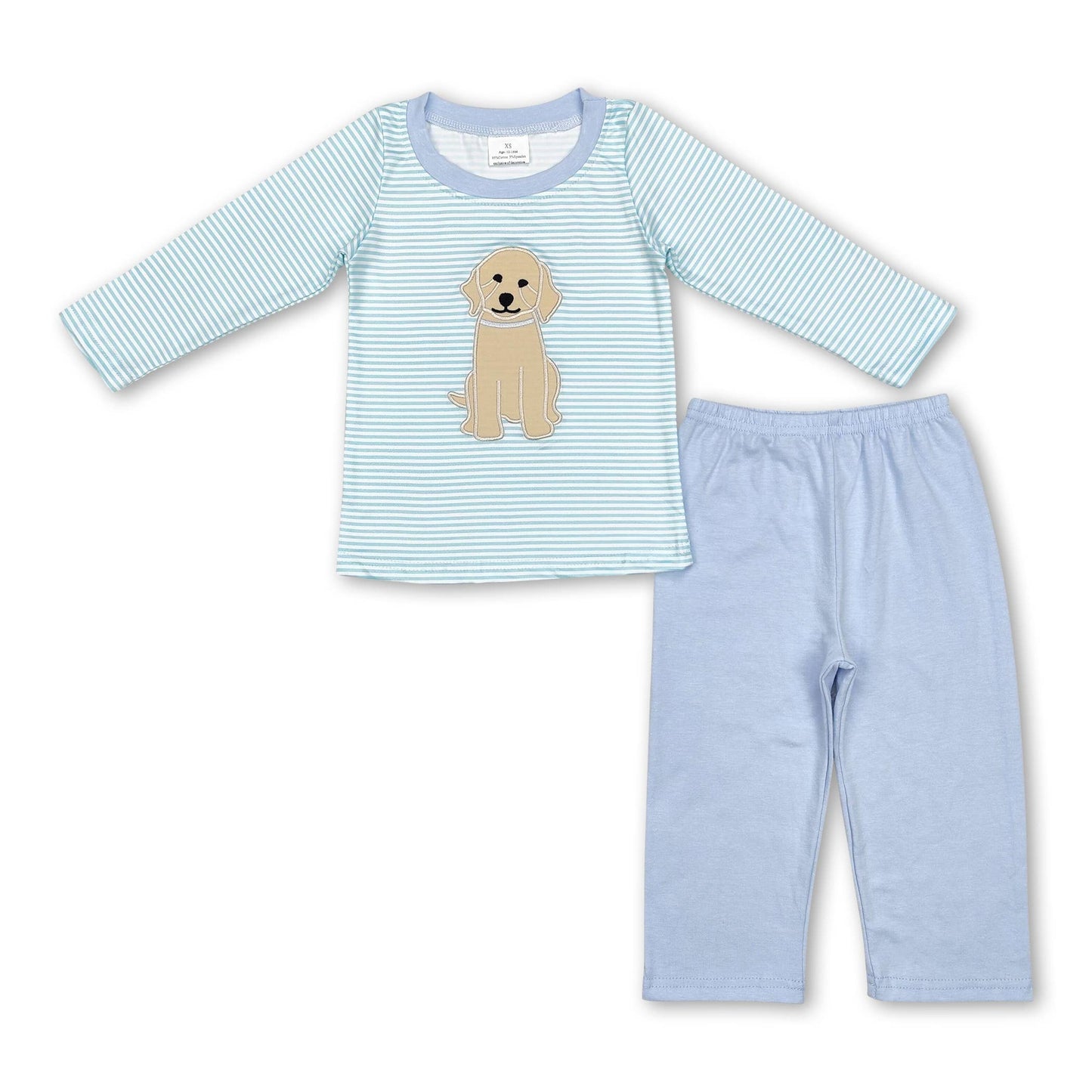 Dog stripe tunic pink leggings girls clothing set