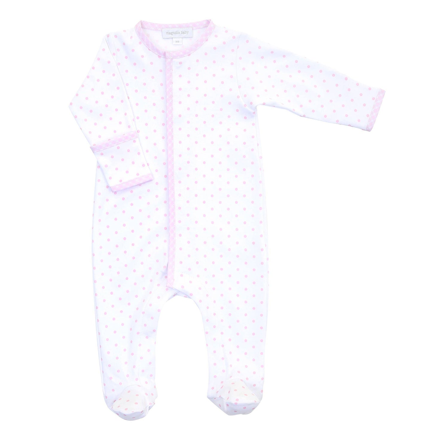 Gingham Dots Footie - Pink