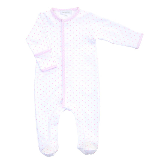 Gingham Dots Footie - Pink