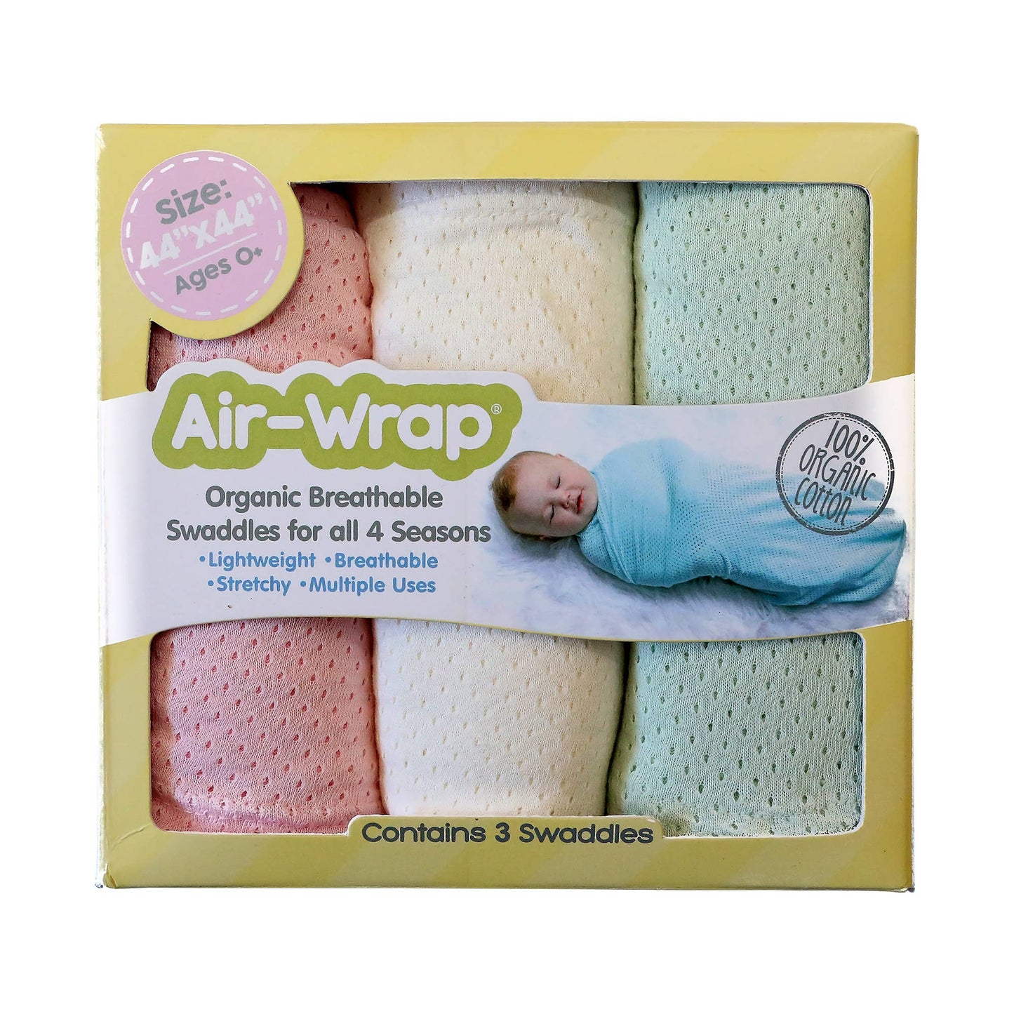 Airwrap Baby Blanket Swaddle Towel, 3 packs