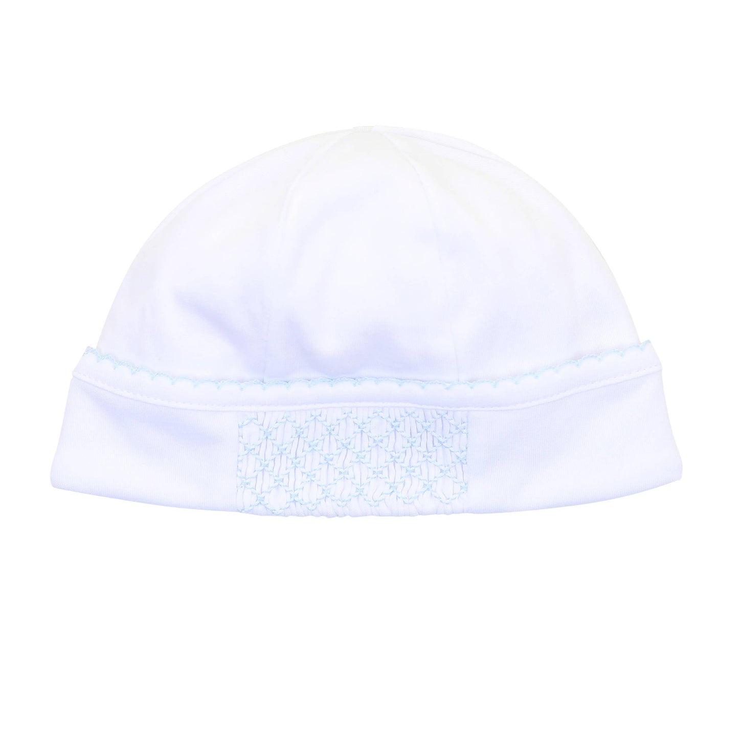 Solid Essentials White Blue Smocked Hat