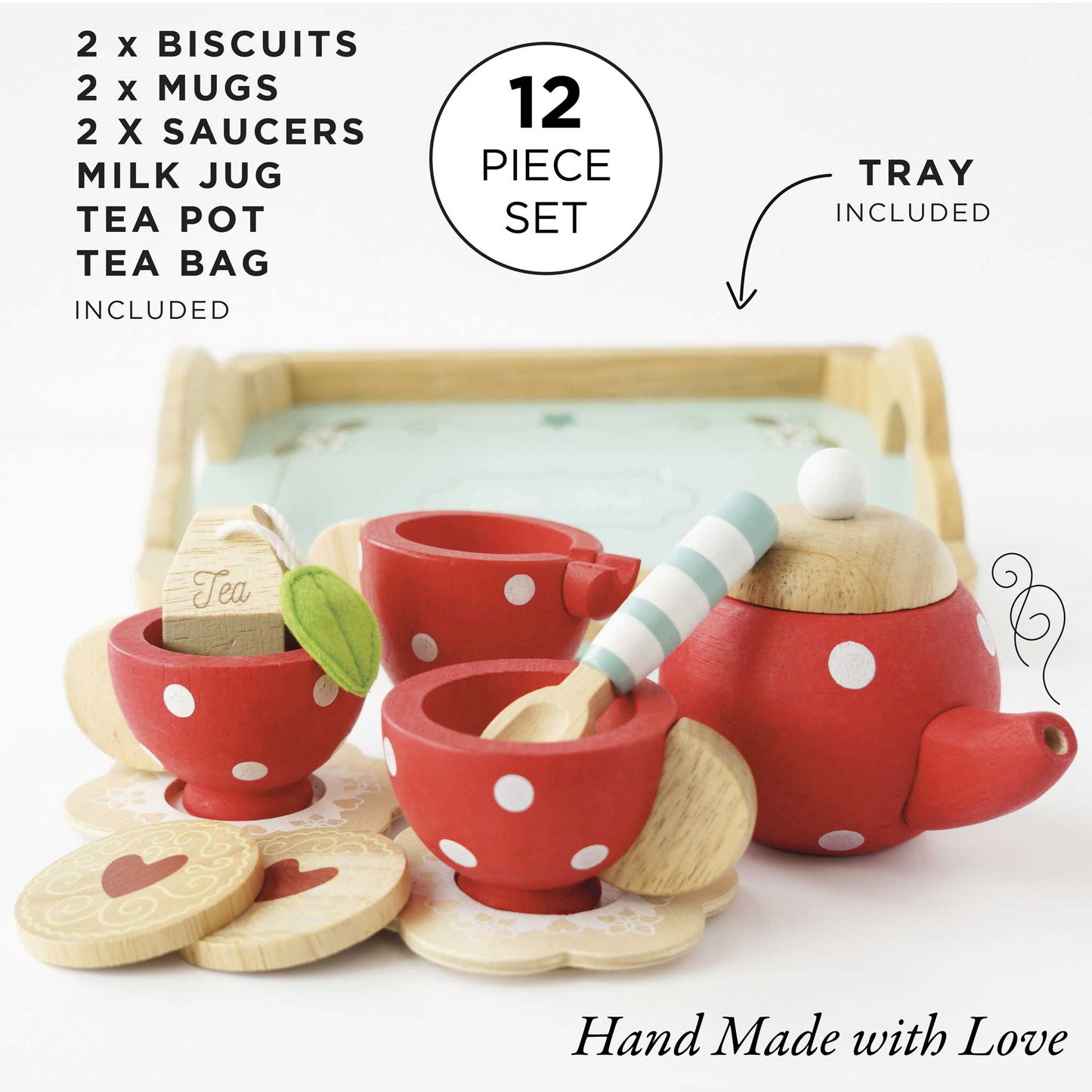 Wooden Tea Set & Tray