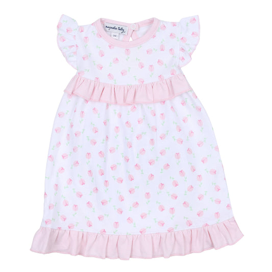 Tessa's Classics Pink Printed Ruffle Flutters Toddler Dress