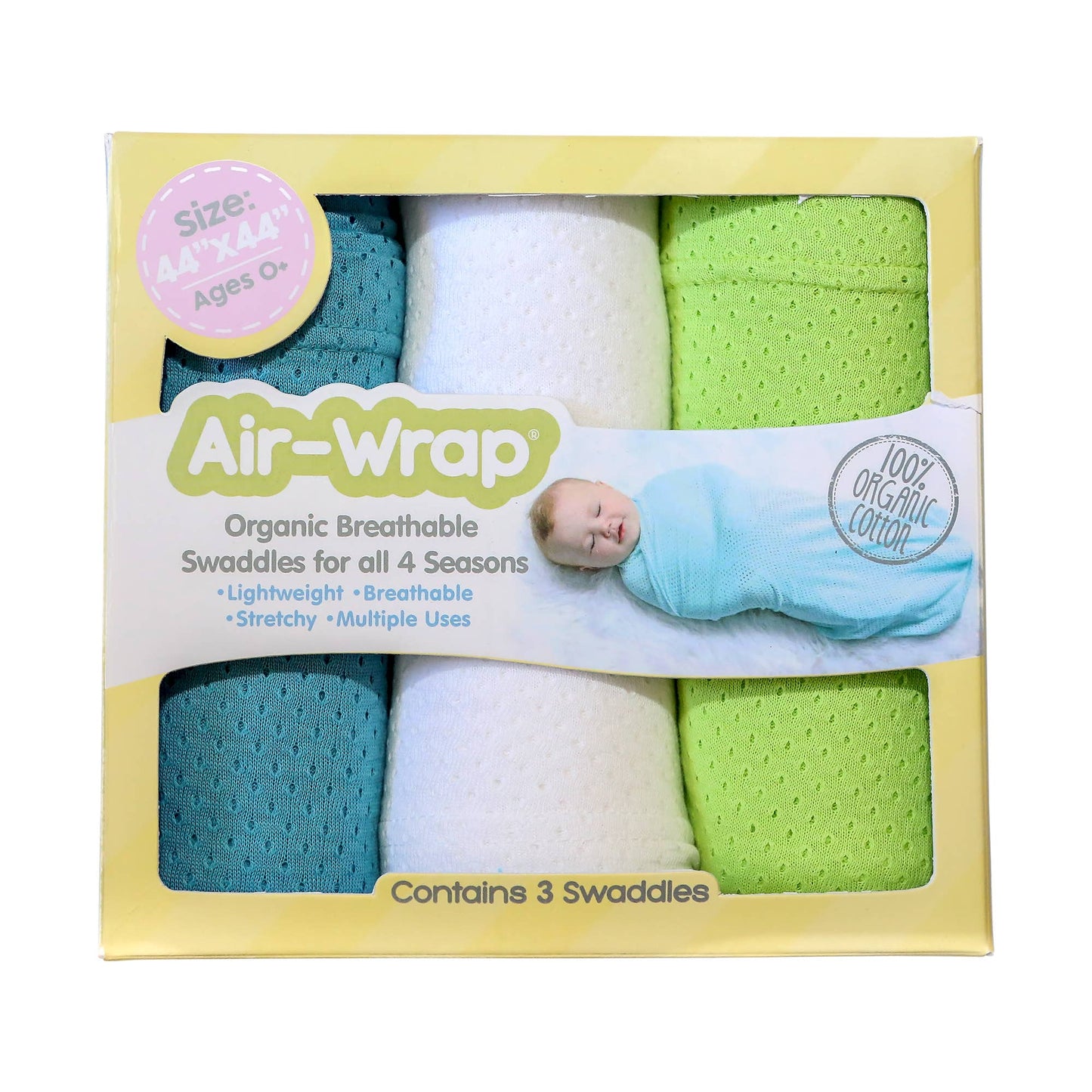 Airwrap Baby Blanket Swaddle Towel, 3 packs