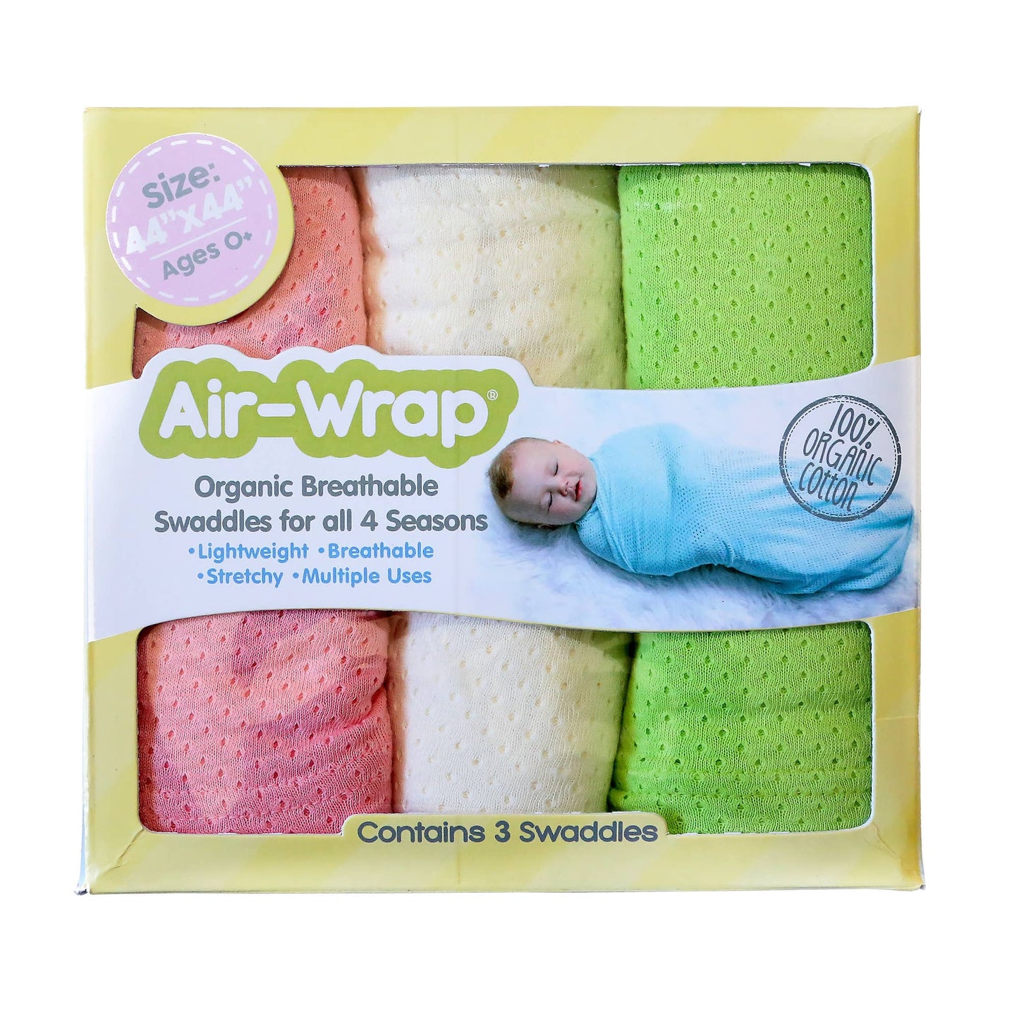 Airwrap Baby Blanket Swaddle Towel, 3 packs