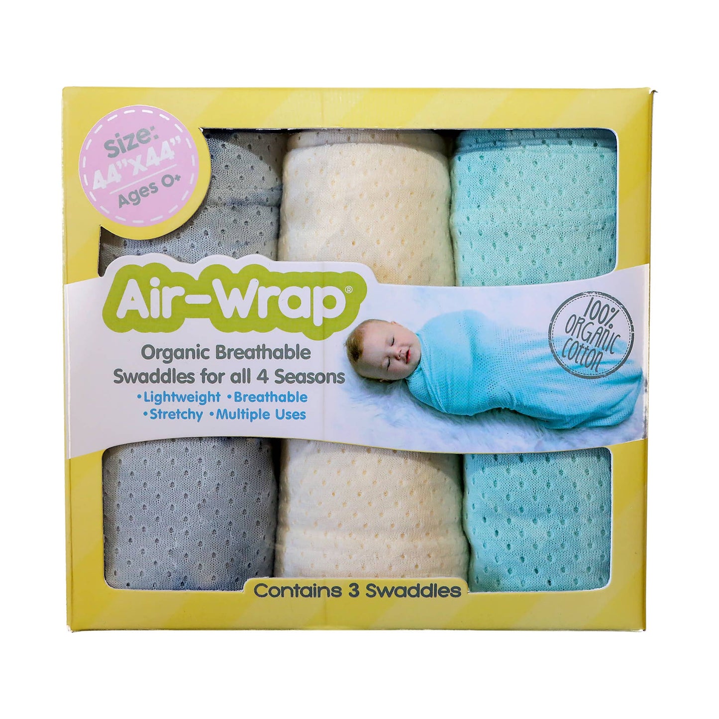 Airwrap Baby Blanket Swaddle Towel, 3 packs