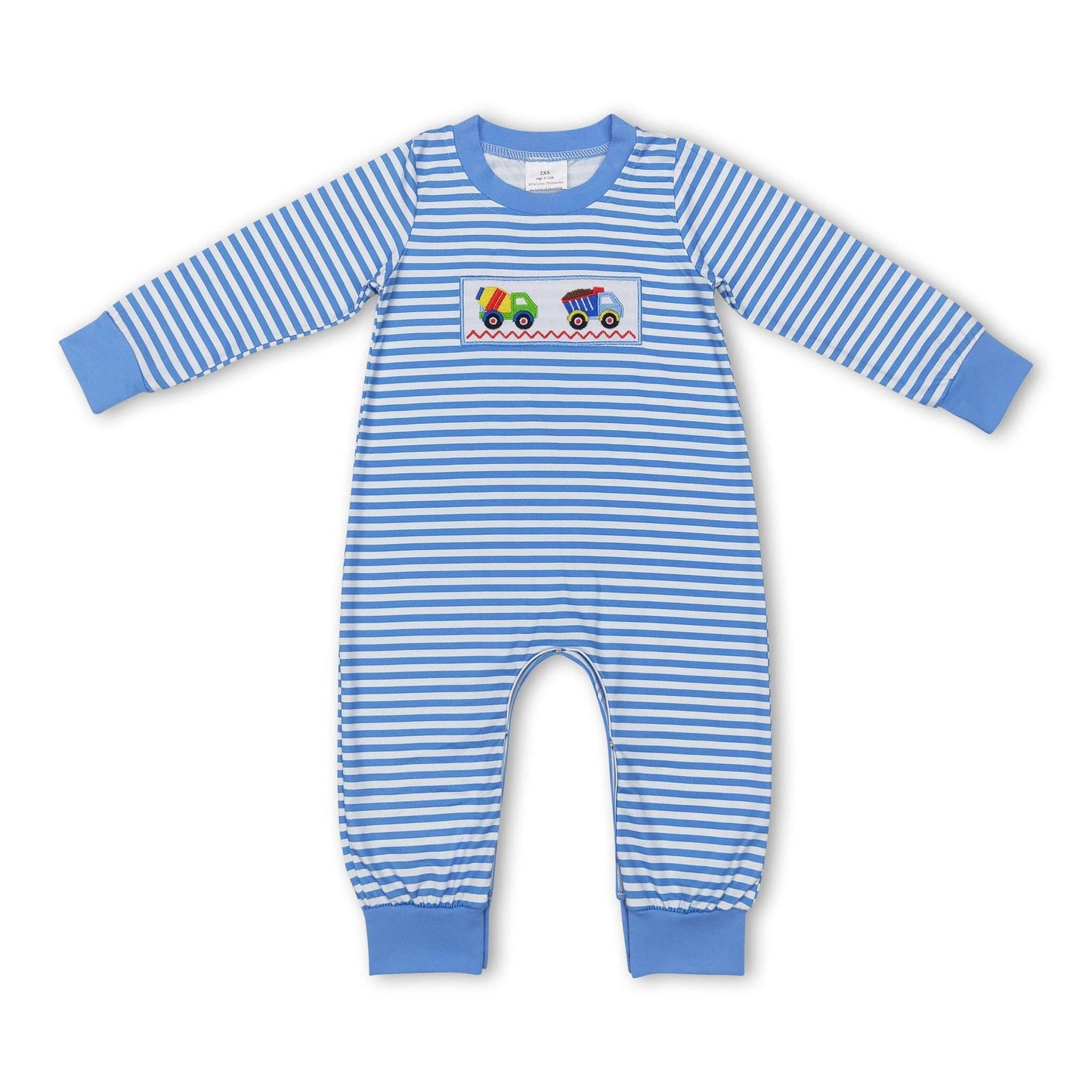 Stripe long sleeves constructions baby boy romper